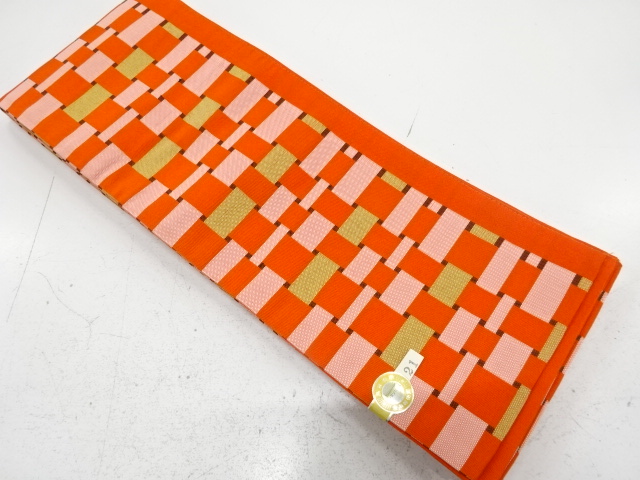 未使用品　網目模様織り出し　半幅帯